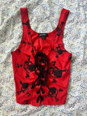 dolls kill skull lace up tank
